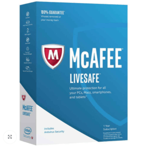 McAfee LiveSafe Product Key For Unlimited Devices, 1 Year